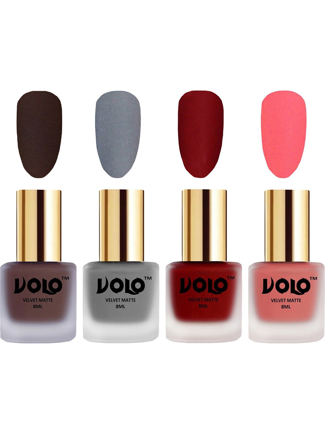 

VOLO Set Of 4 Velvet Matte Nail Polish-8 ml Each Shade -2 -20 -22 -41, Red