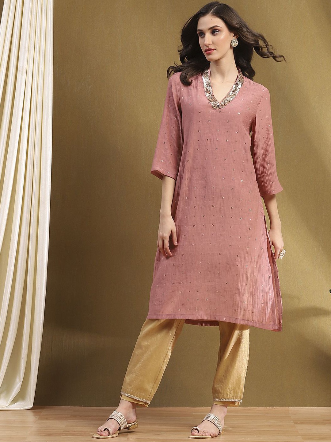 

Biba Women Dyed Kurta, Purple
