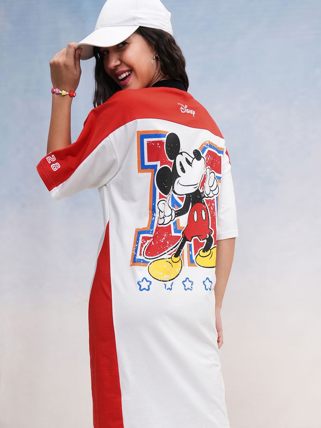 

Tokyo Talkies Women Disney Mickey Mouse Graphic Printed Cotton TShirt Dress, Red