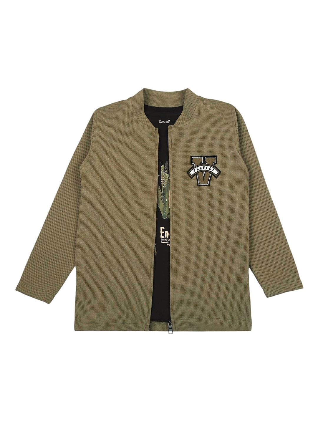 

CAVIO Boys Lightweight Long Sleeves Jacket & T-Shirt, Olive