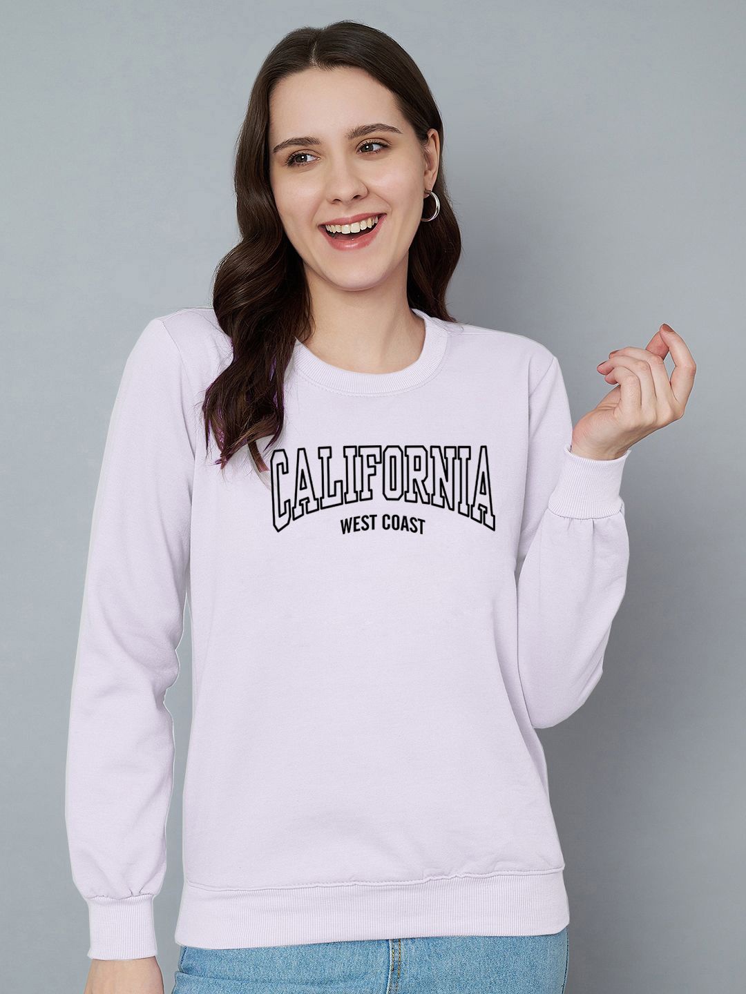 

Trend Level Women Typography Printed Fleece Ribbed Pullover Sweatshirt, White