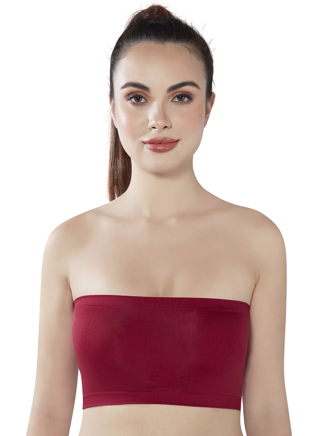 

PLUMBURY Bandeau Bra Full Coverage, Maroon