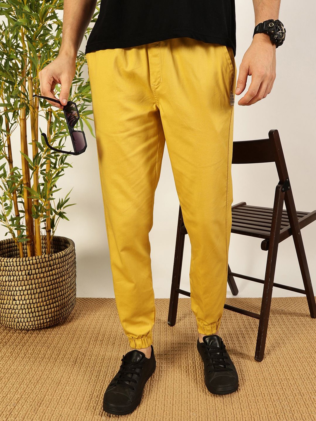 

Thomas Scott Men Classic Easy Wash Joggers Trousers, Mustard