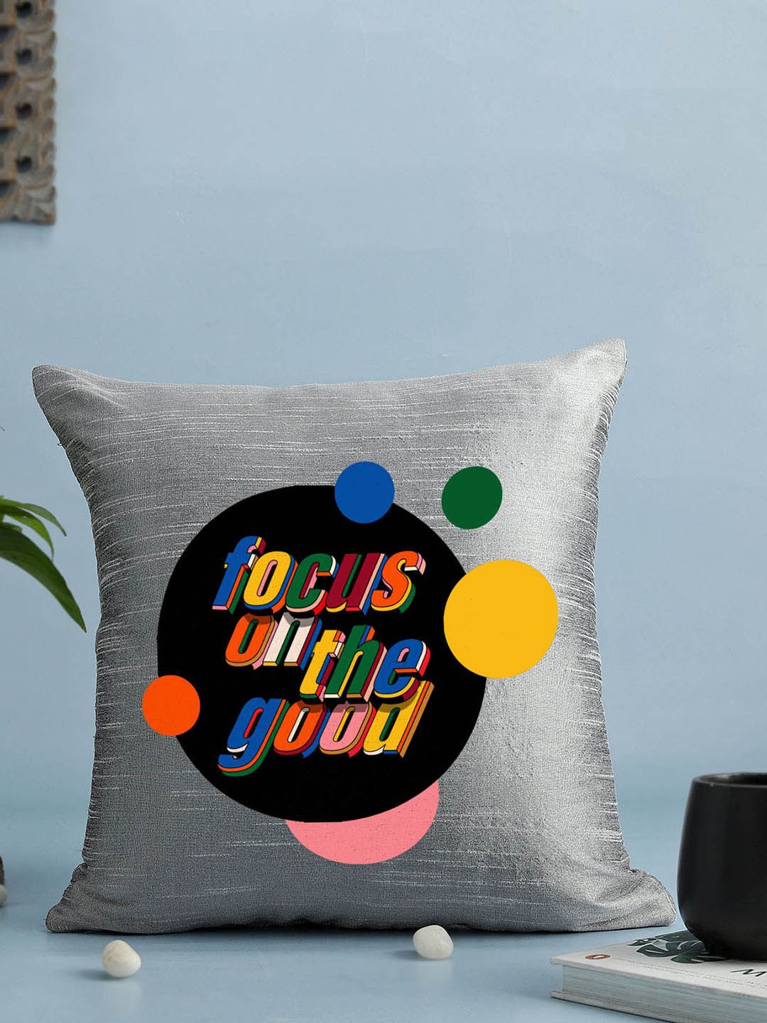 

IGP Grey and Black Quirky Printed Square Cushion Cover