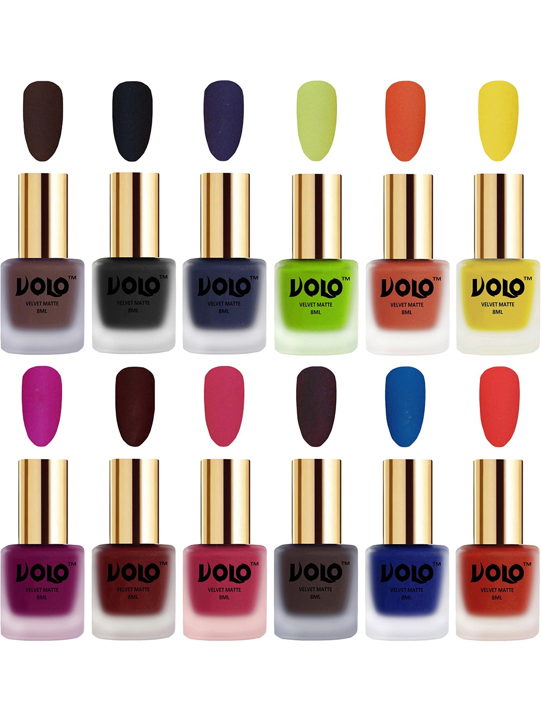 

VOLO Set of 12 Velvet Matte Nail Polish - 8 ml Each, Magenta