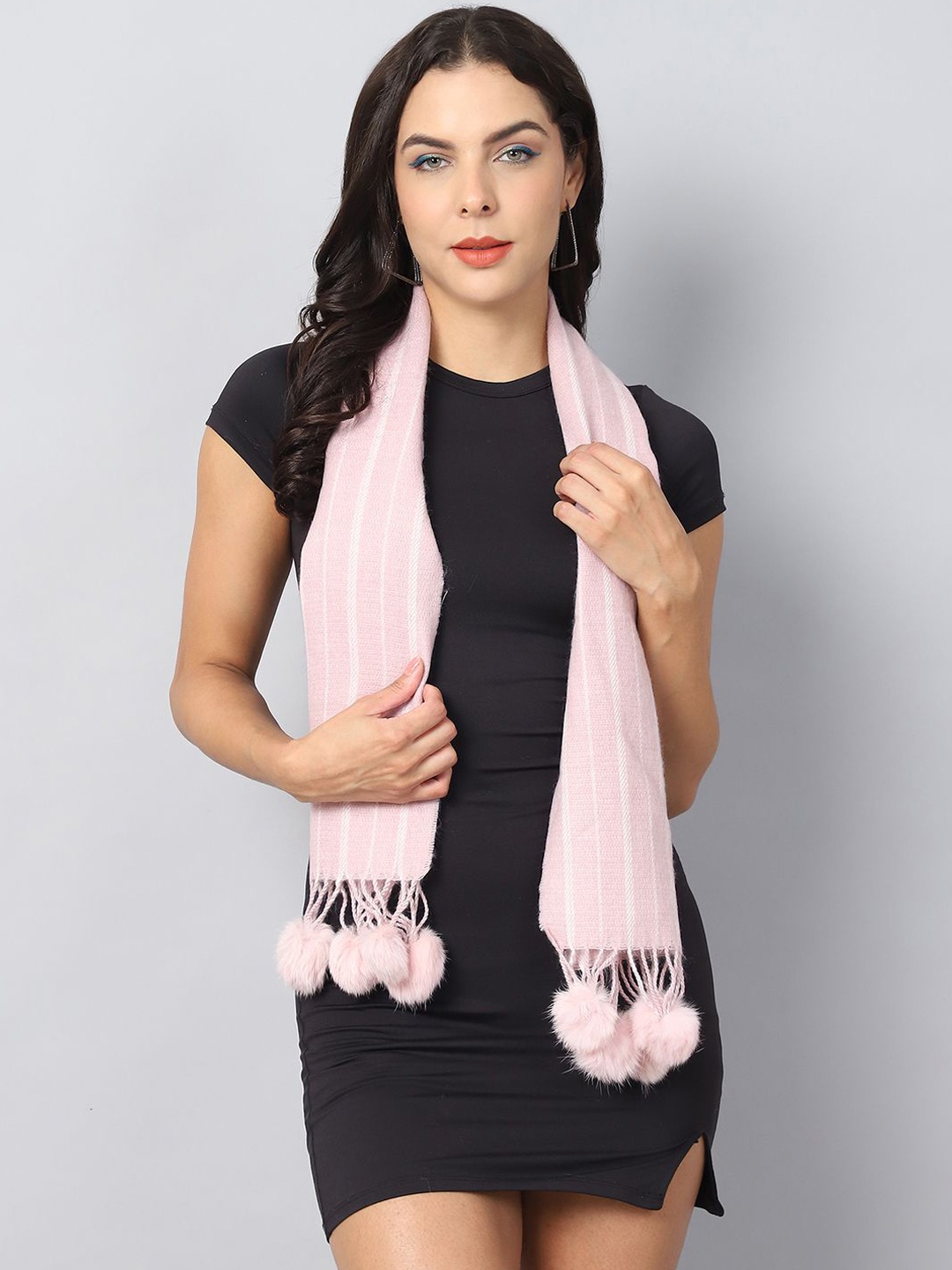 

ELLIS Women Striped Acrylic Mufflers, Pink