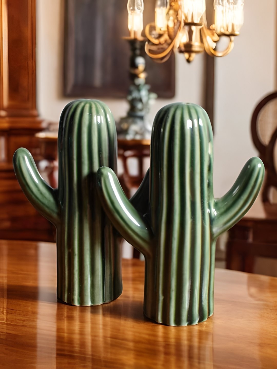 

The Decor Lane Green Ceramic Salt and Pepper Shakers