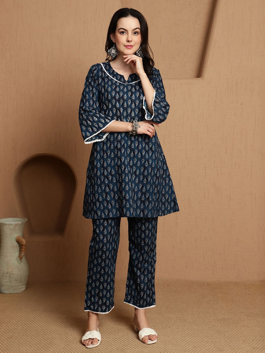 

BANDIA Floral Printed Co-ords Set, Blue
