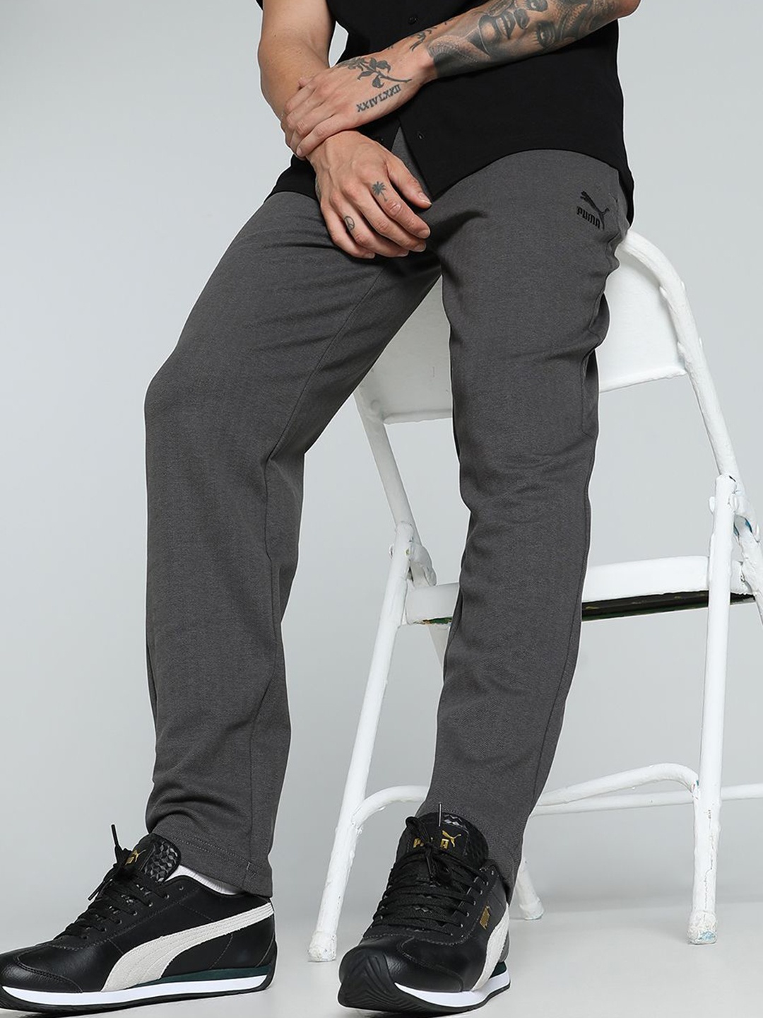 

Puma Men Classics Herringbone Track Pants, Black