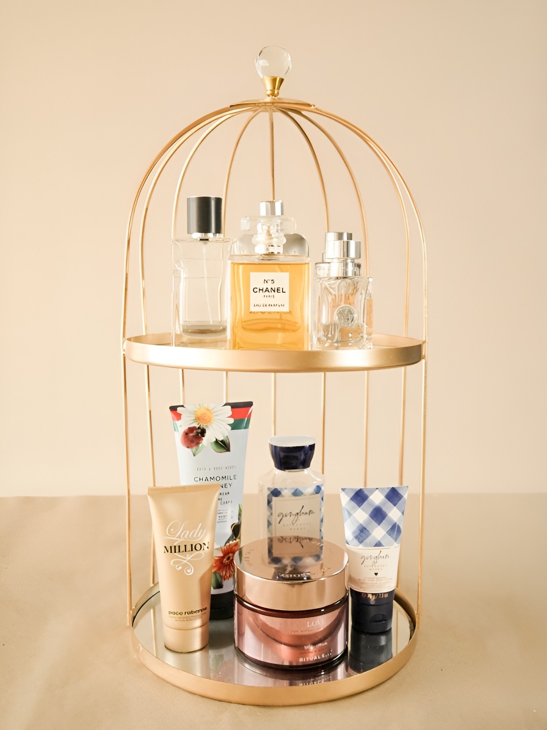 

ArteCasa Gold Toned Metal & Glass Makeup Organiser