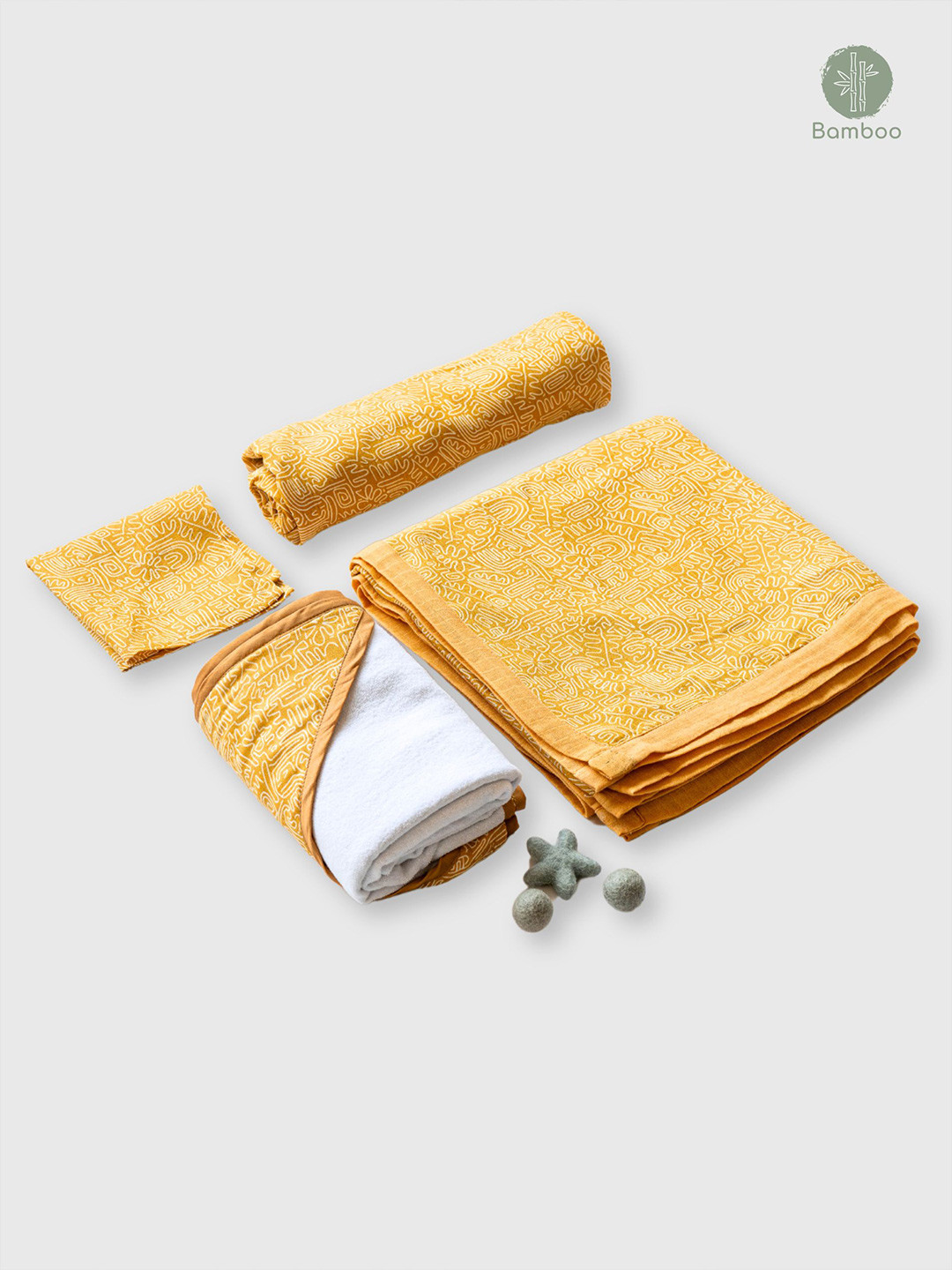 

cocoon care Set Of 4 Pure Cotton Baby Apparel Gift Set, Yellow