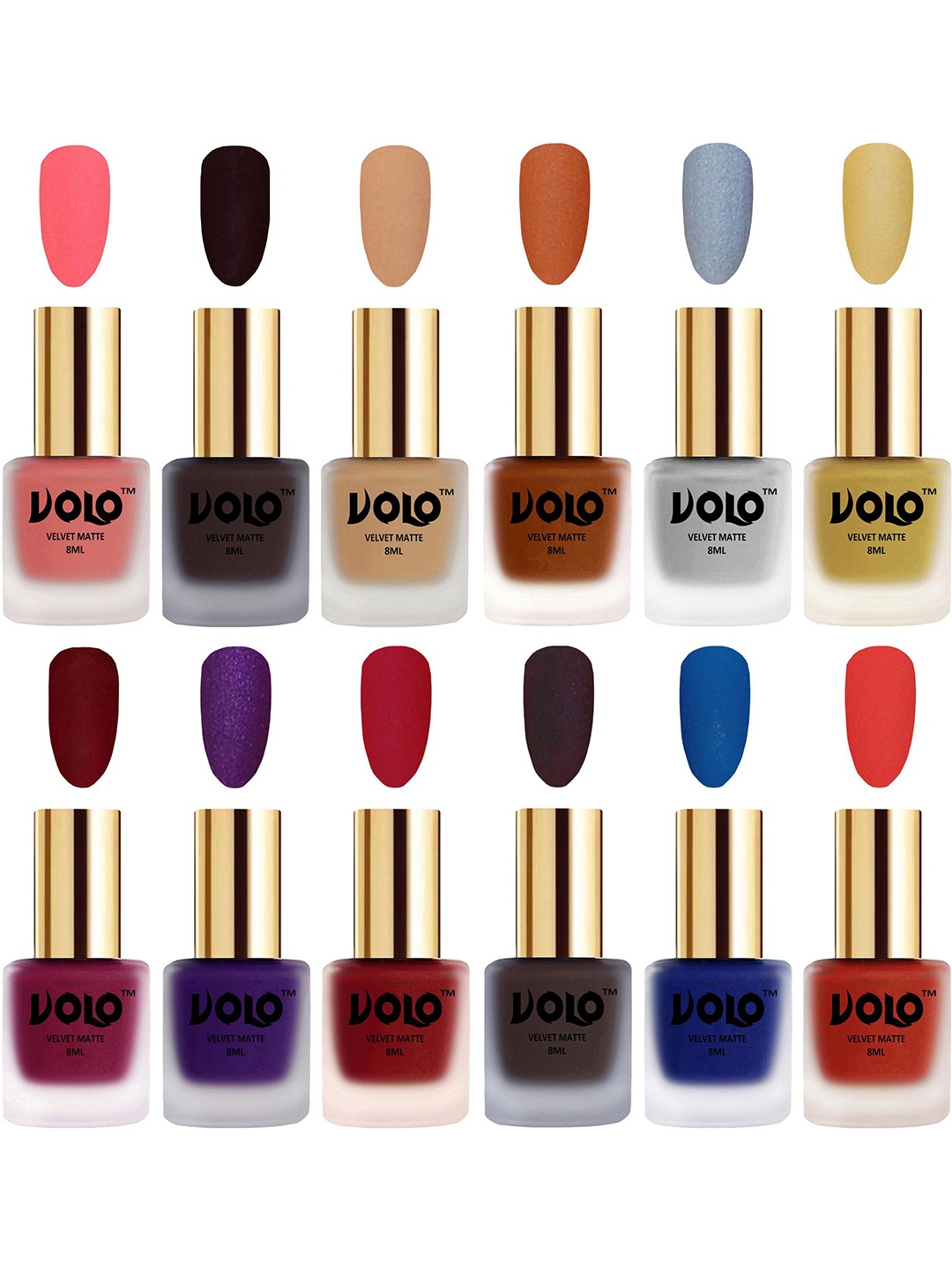 

VOLO Set Of 12 Velvet Matte Nail Polish - 8 ml Each, Burgundy