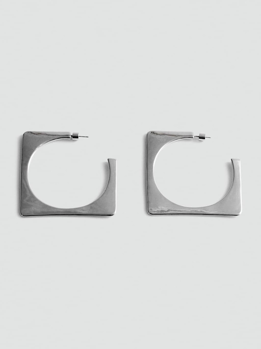 

MANGO Geometric Half Hoop Earrings, Silver