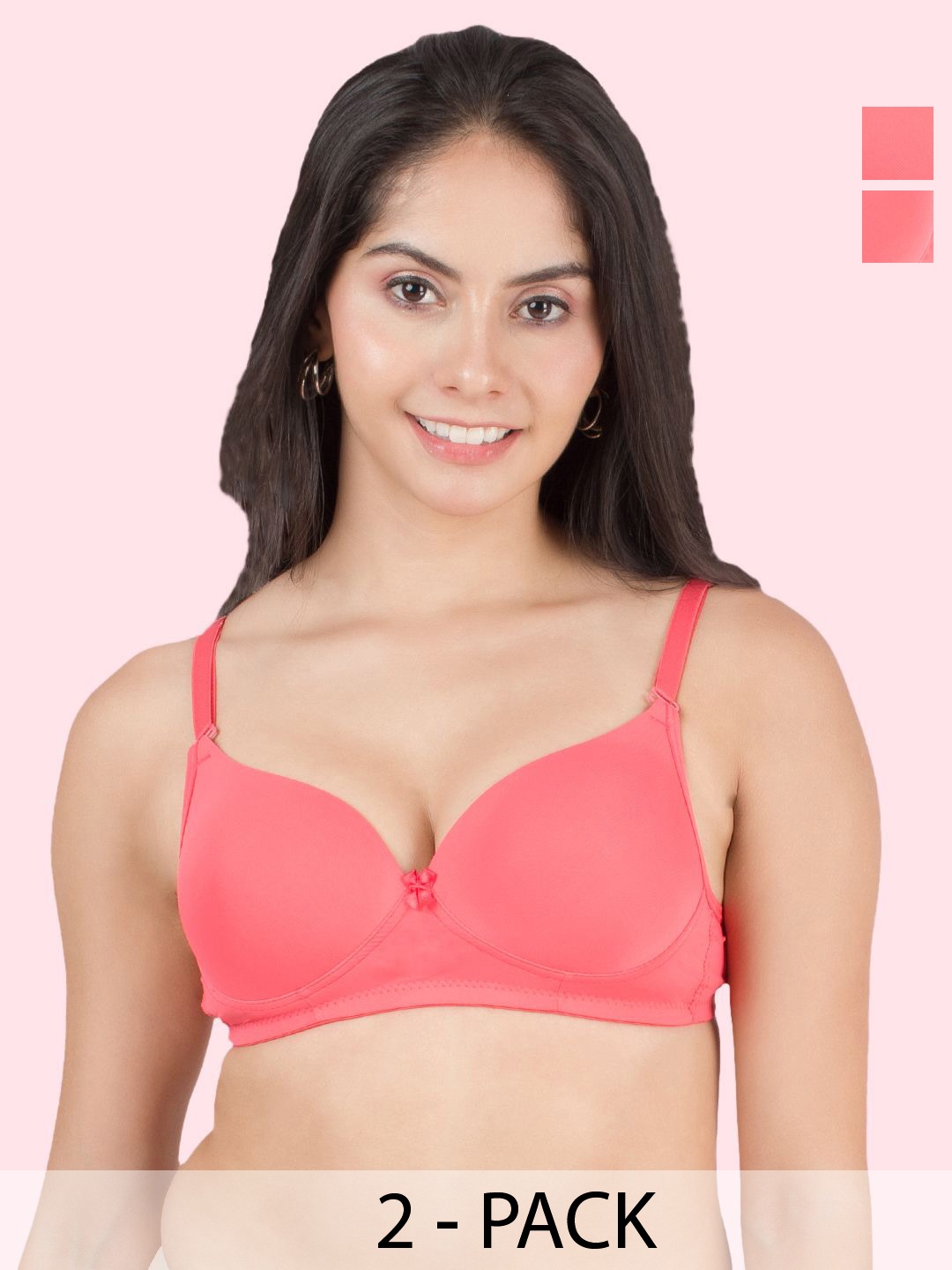 

DressBerry Pack of 2 Medium Coverage Heavily Padded Bra, Orange