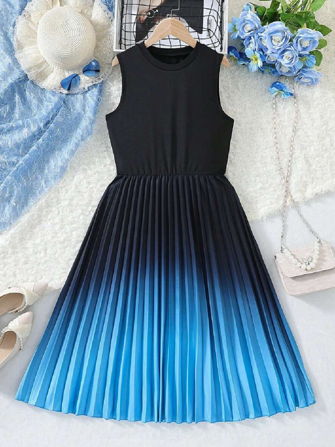 

BAESD Girls Tie and Dye Print Fit & Flare Maxi Dress, Blue