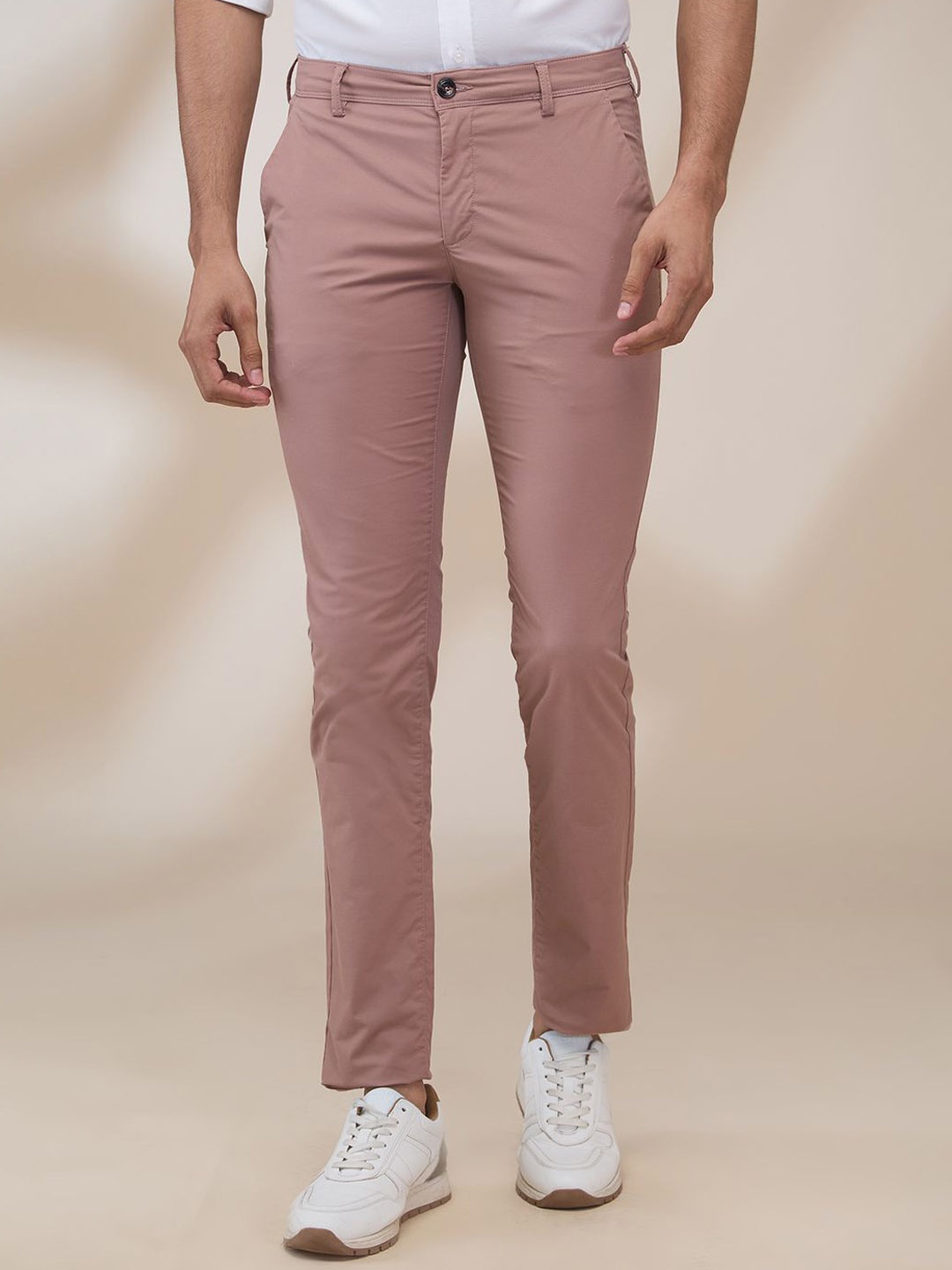 

ColorPlus Men Mid-Rise Slim Fit Trousers, Brown