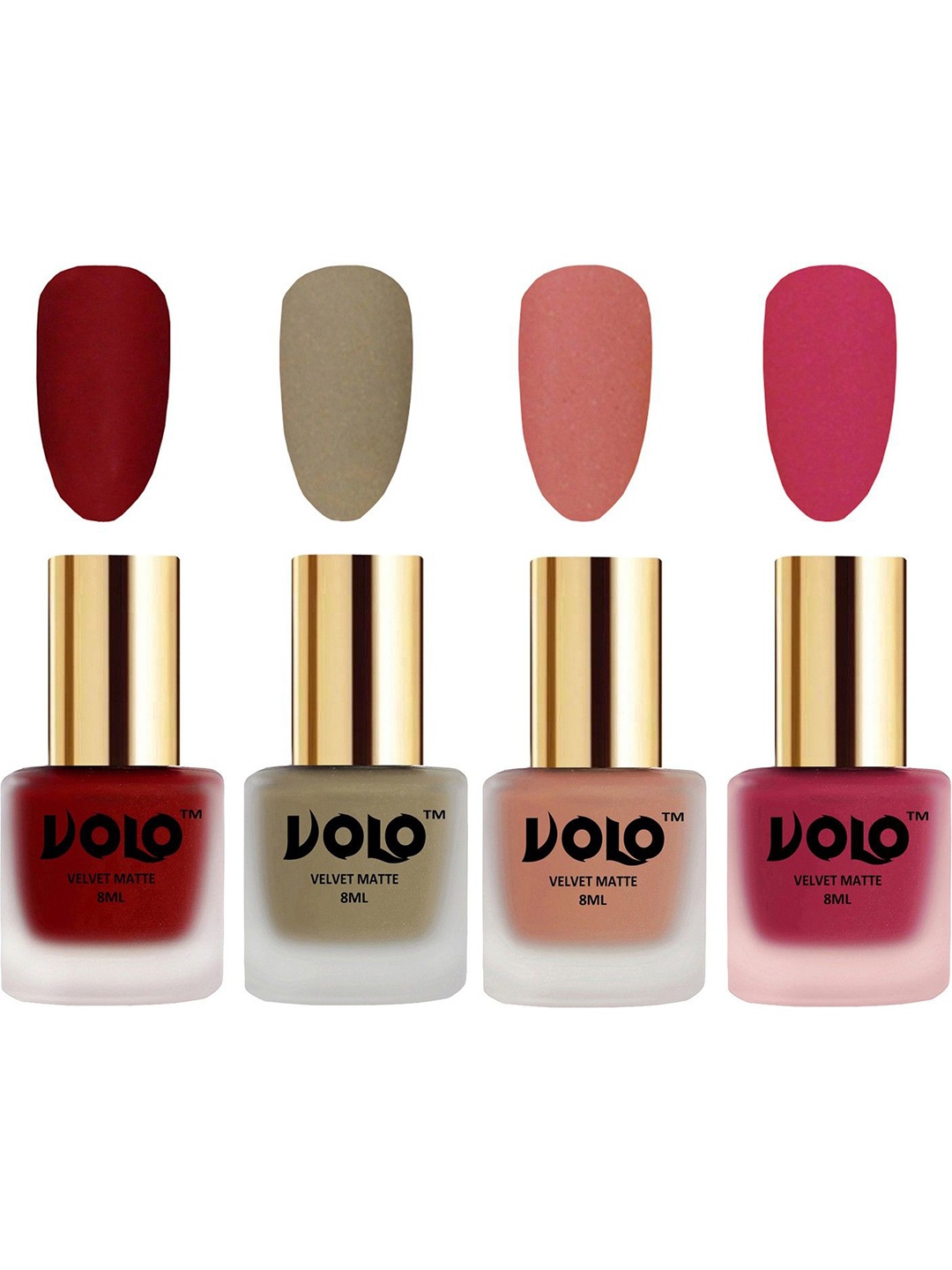 

VOLO Set Of 4 Velvet Matte Nail Polish - 8 ml Each - 22 - 37 - 38 - 43, Multi