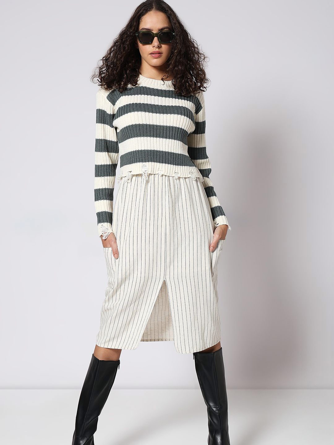 

Vero Moda Women Striped Pullover Sweater, Beige