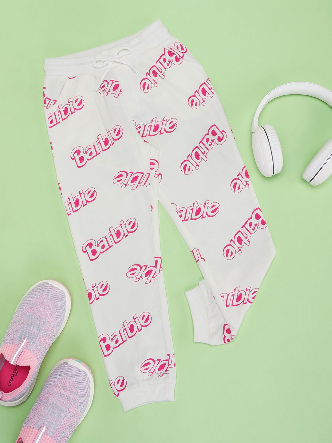 

Pantaloons Junior Girls Printed Mid-Rise Joggers, Off white