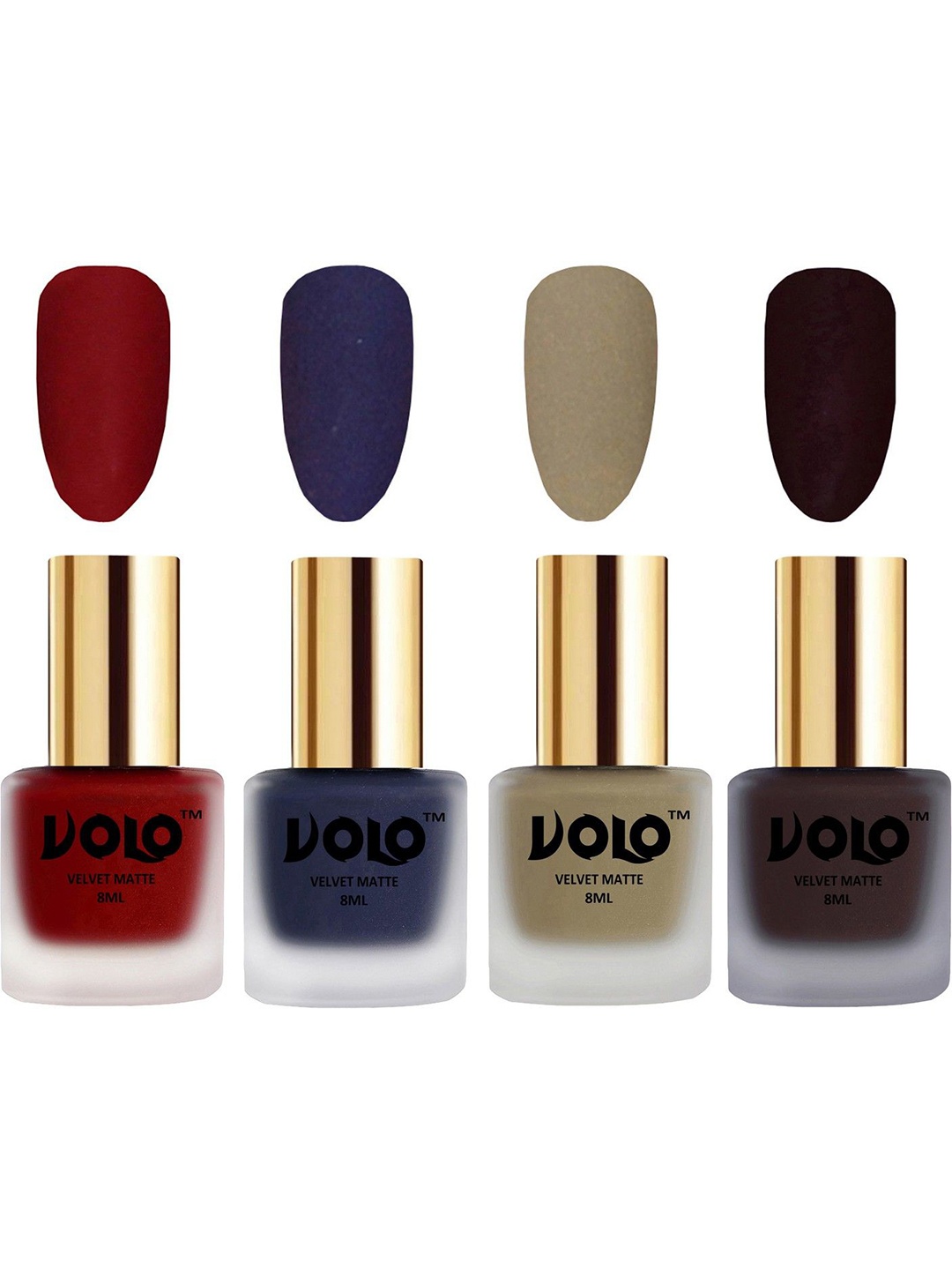 

VOLO Set Of 4 Velvet Matte Nail Polish- 8 ml Each- Shade- 22-31-37-45, Multi