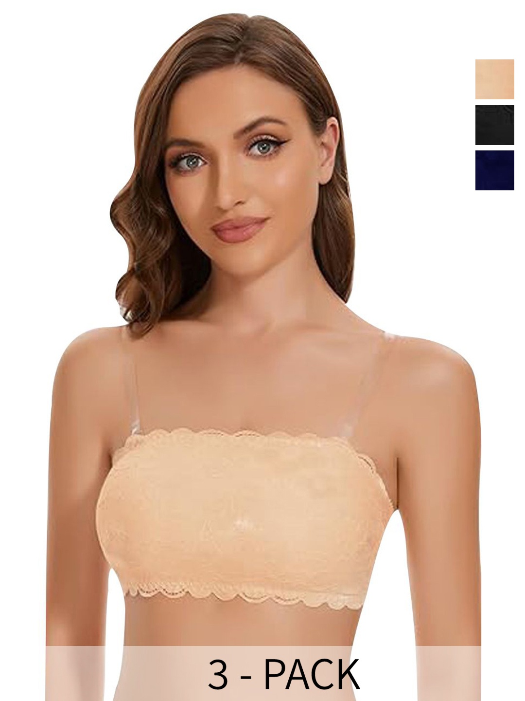 

ComfyStyle Floral Bandeau Bra Full Coverage Lightly Padded, Beige