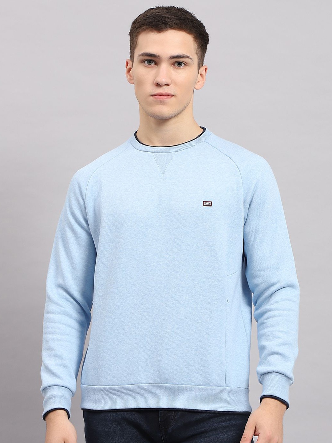 

Monte Carlo Men Solid Round Neck Cotton Sweatshirt, Blue