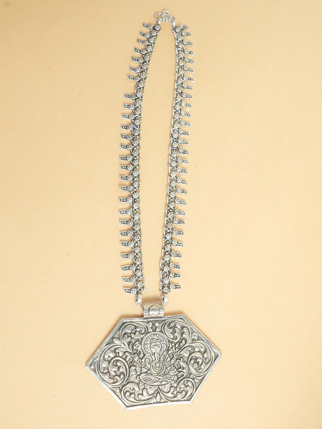 

VIRAASI Oxidised Ganesh God Necklace, Silver