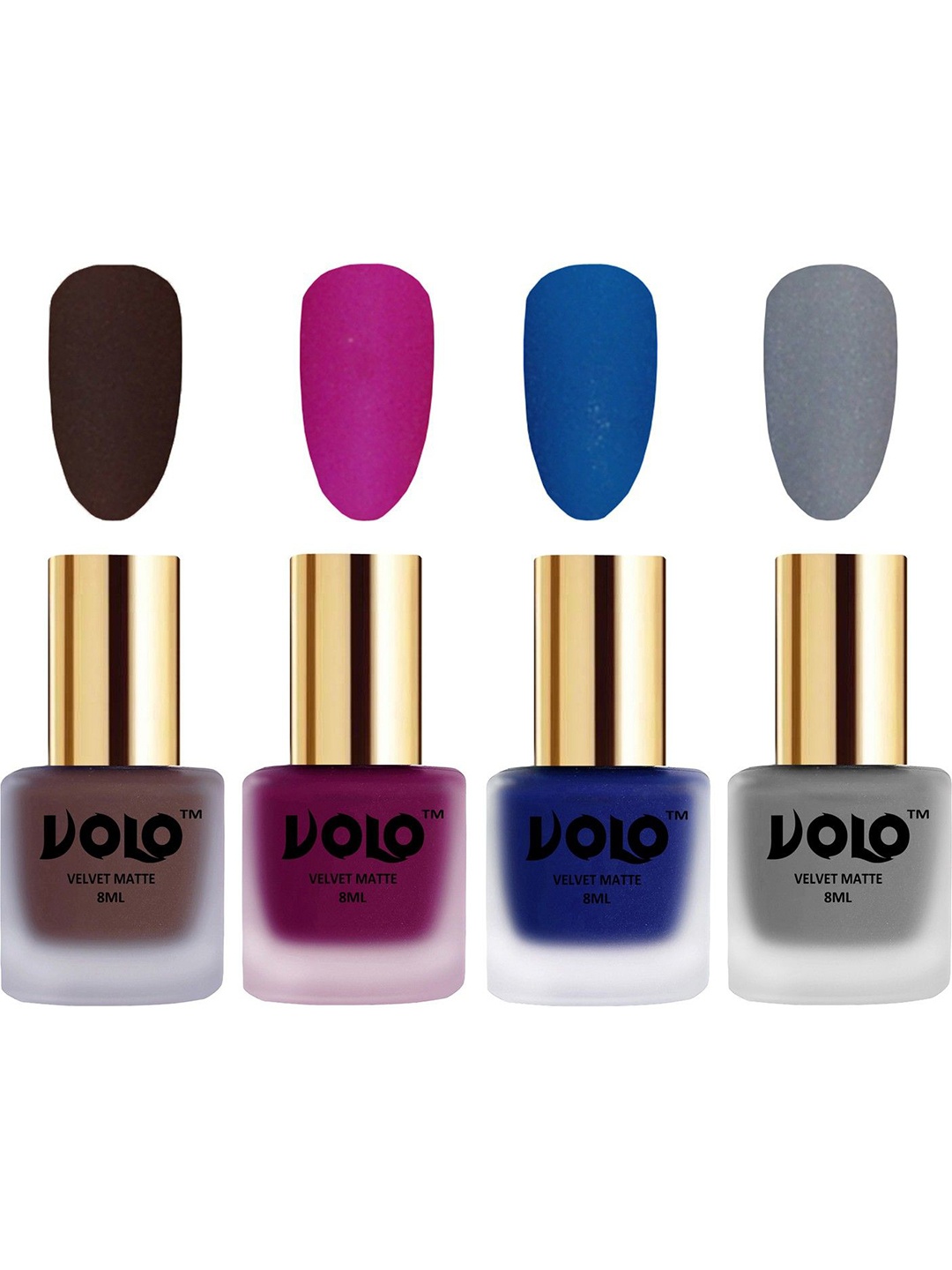 

VOLO Set Of 4 Velvet Matte Nail Polish- 8 ml Each- Shade- 2-14-19-20, Multi