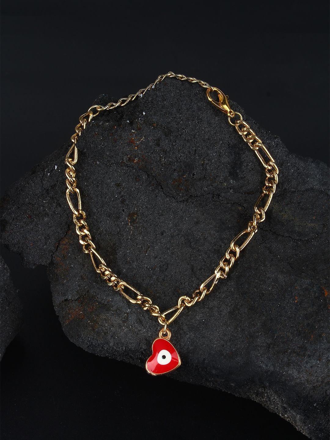 

KPOP Gold-Plated Heart Shaped Enamelled Evil Eye Bracelet