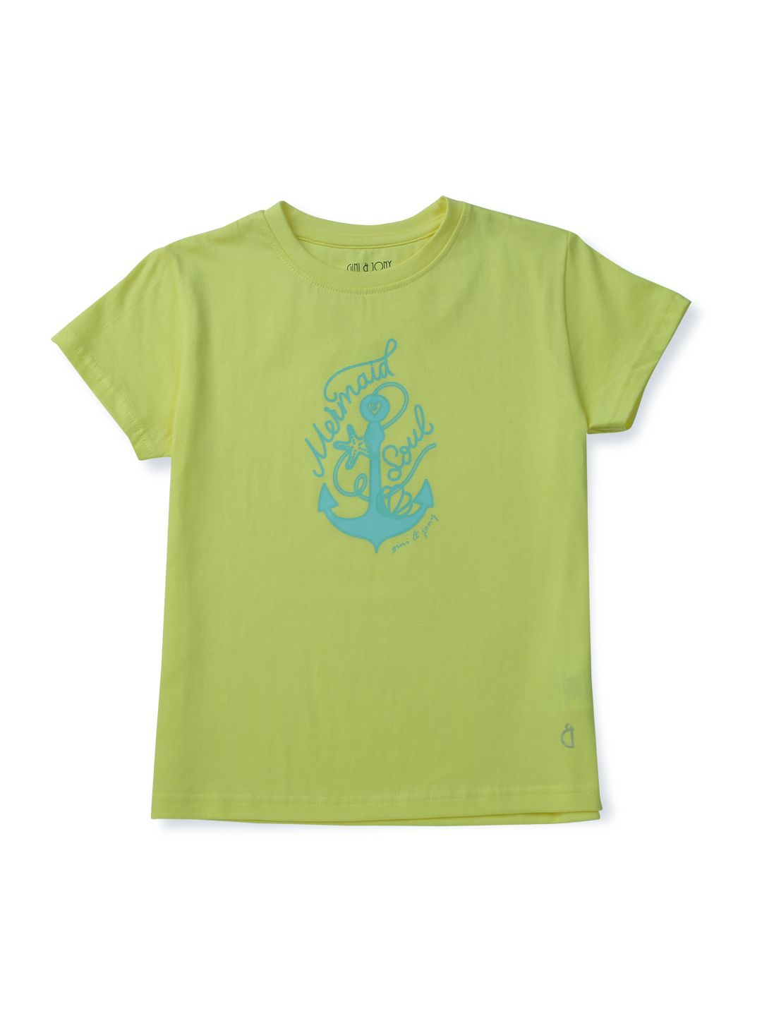 

Gini and Jony Girls Graphic Printed Round Neck Cotton T-Shirt, Green