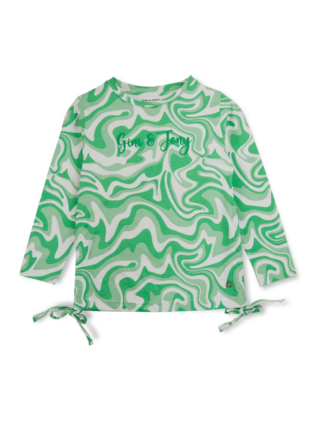 

Gini and Jony Girls Abstract Printed Round Neck Cotton Top, Green