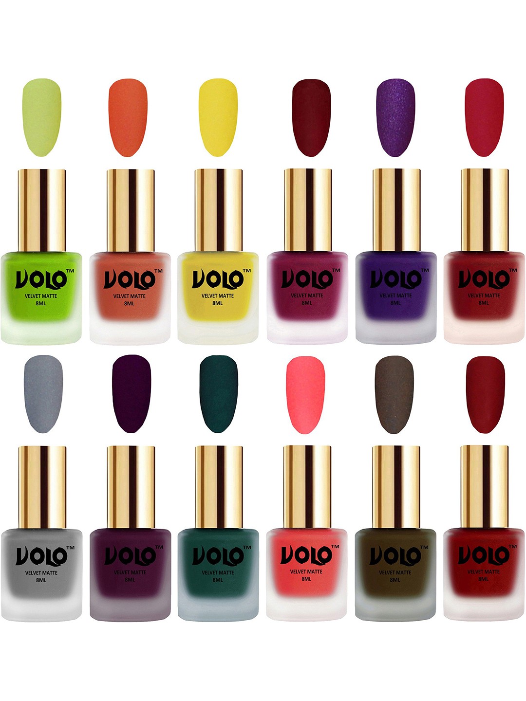 

VOLO Set Of 12 Velvet Matte Nail Polish - 8 ml Each, Multi