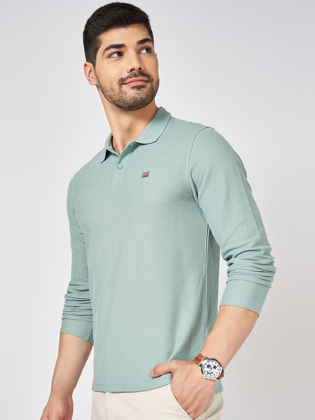 

BYFORD by Pantaloons Men Solid Polo Collar T-shirt, Green