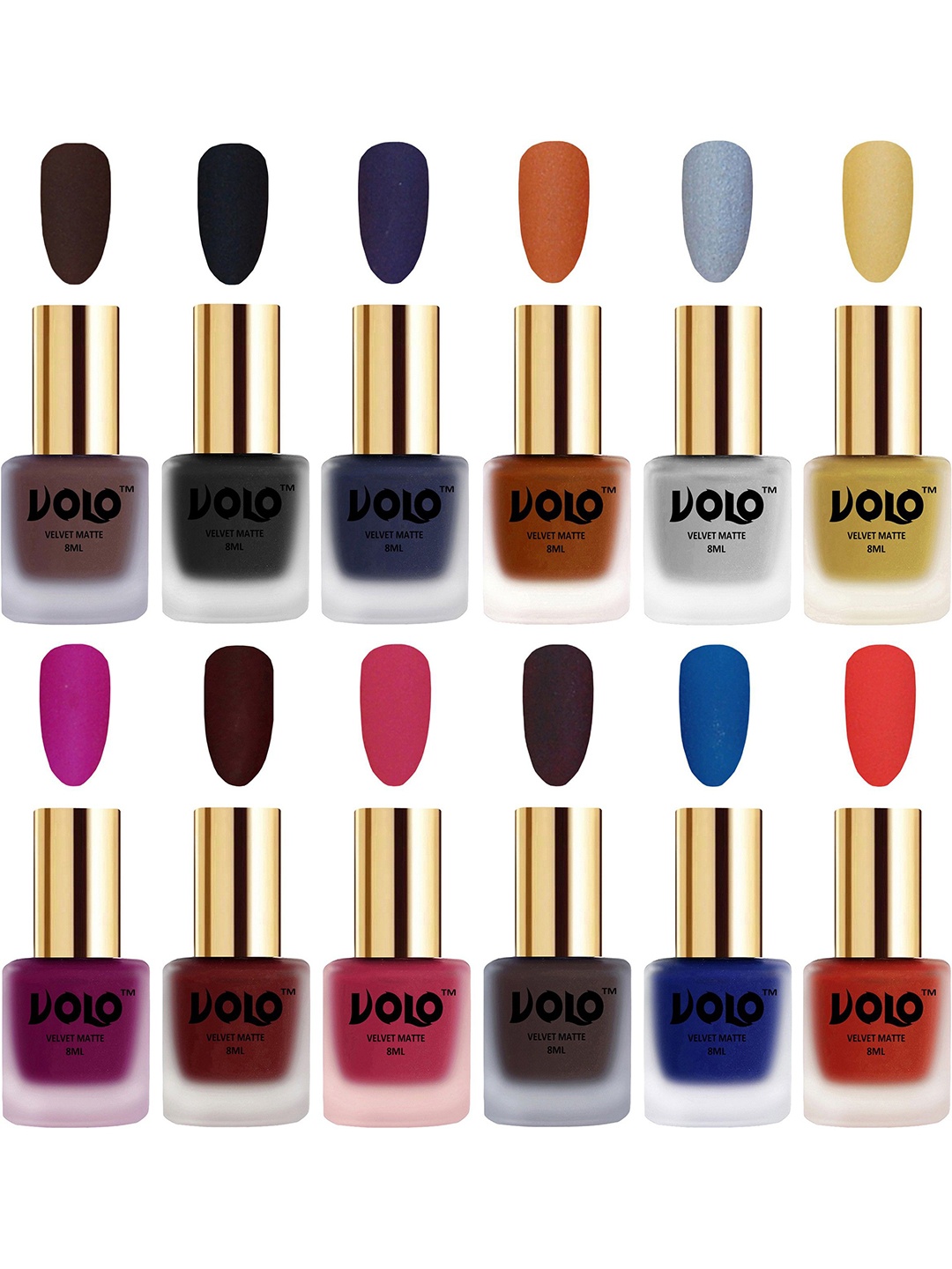 

VOLO Set Of 12 Velvet Matte Nail Polish - 8 ml Each, Multi