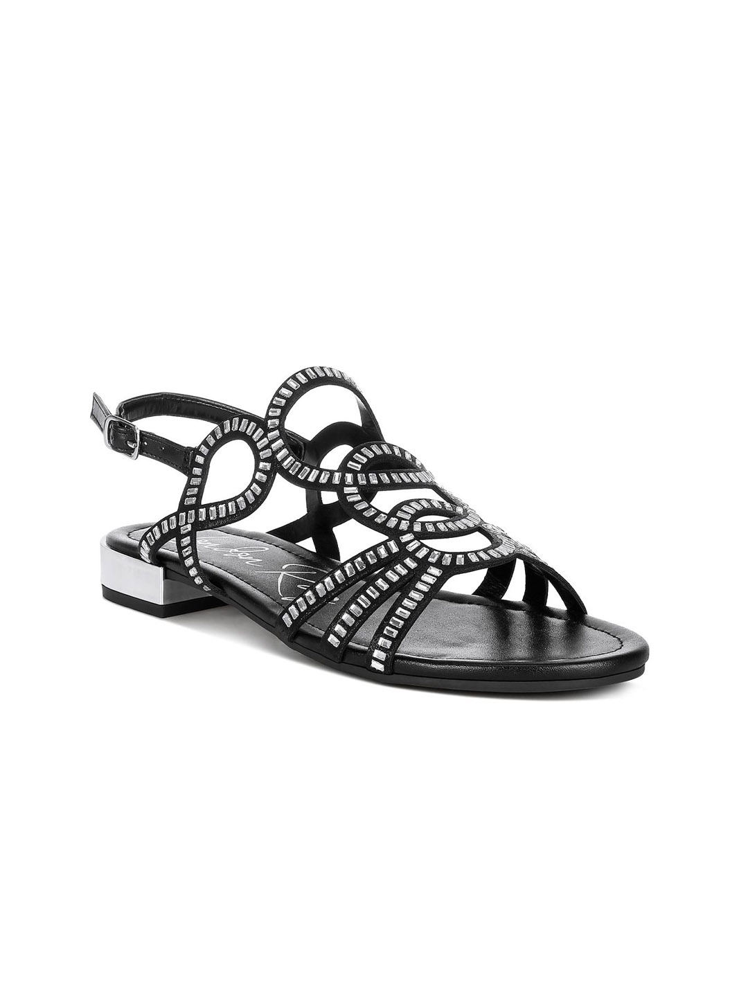 

London Rag Women Embellished Open Toe Flats, Black