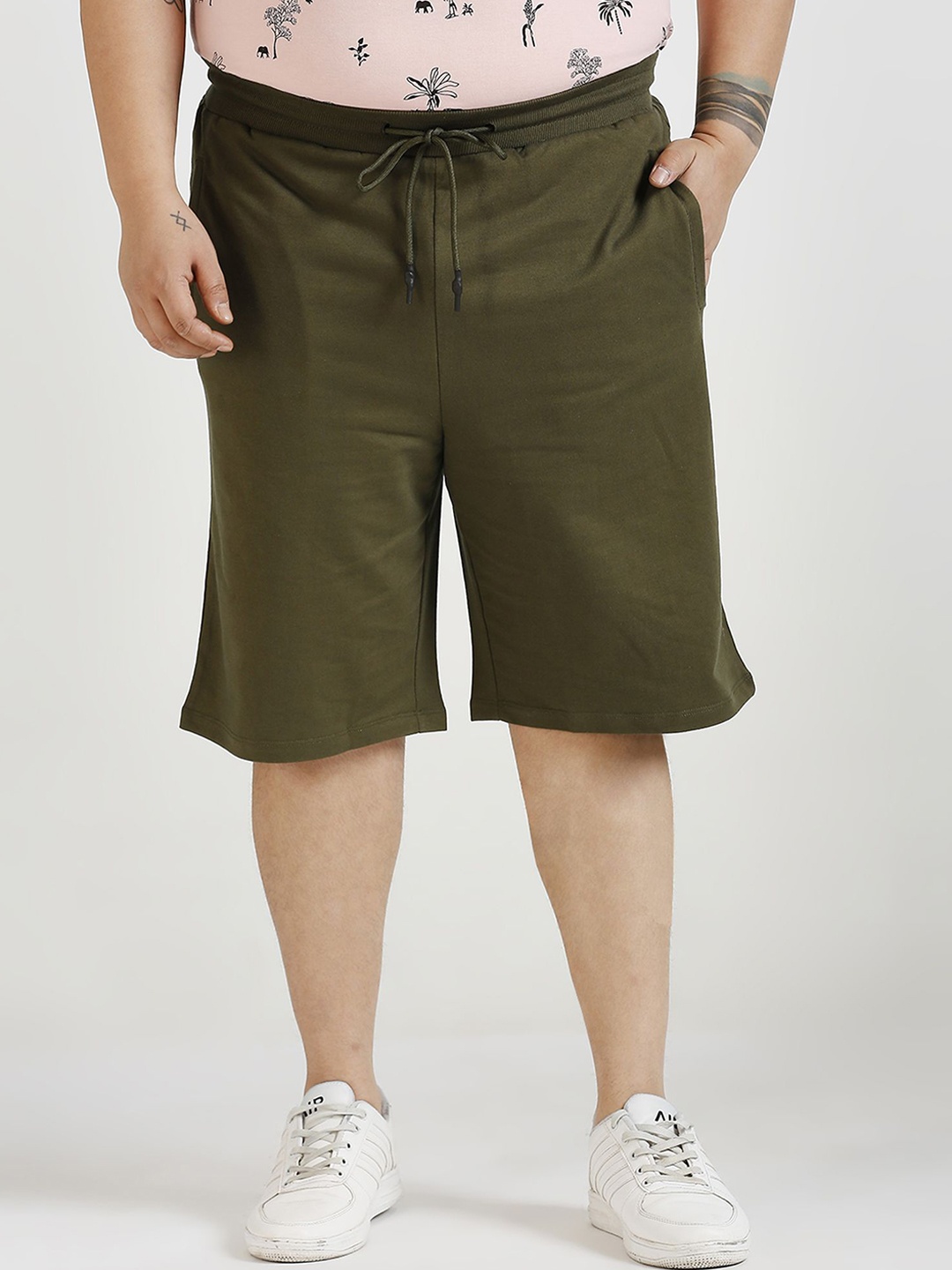 

Sizeupp Men Plus Size Solid Outdoor Shorts, Olive