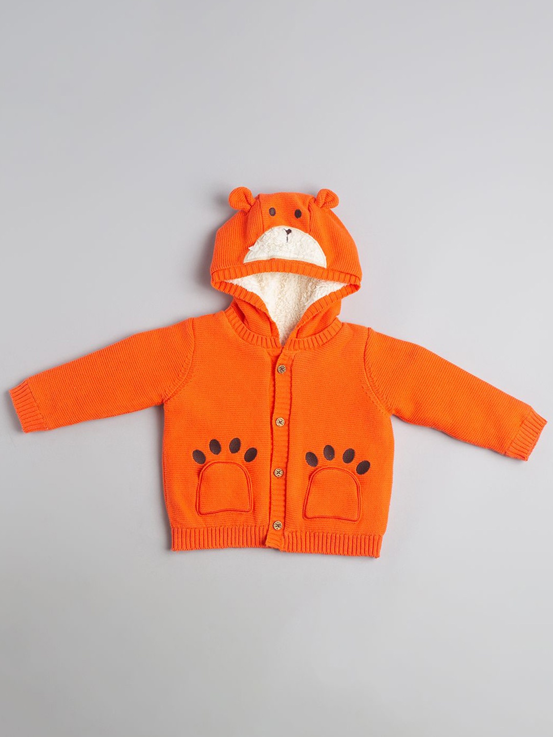 

Ed-a-Mamma Baby Boys Animal Printed Hooded Sweater, Orange