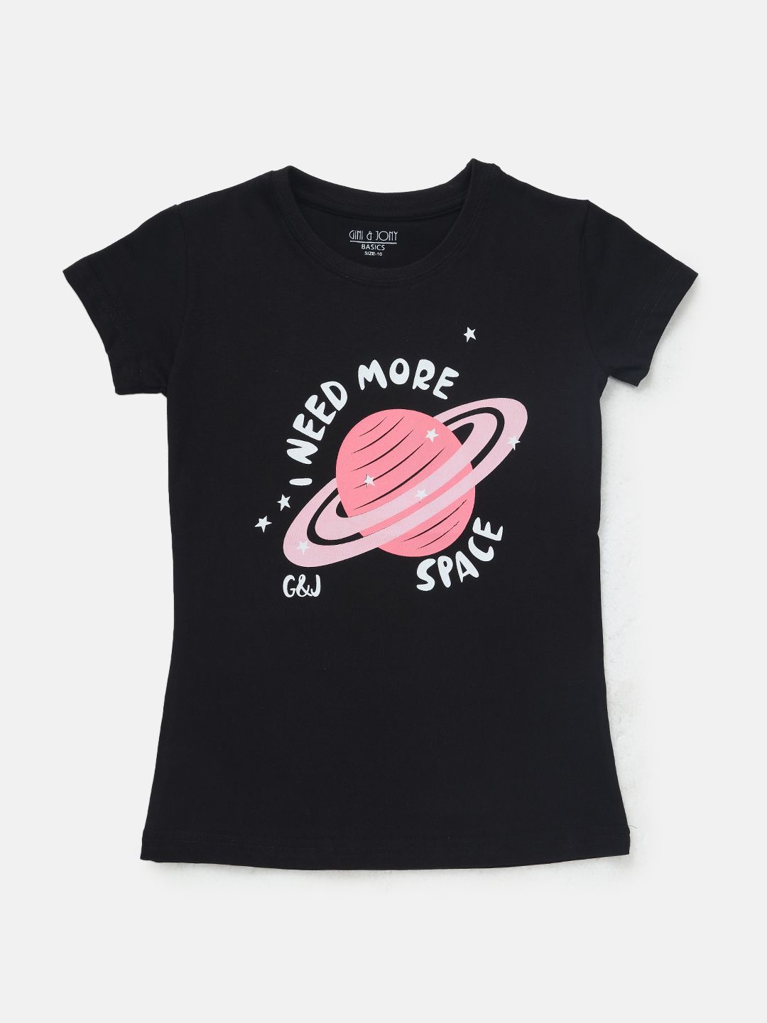 

Gini and Jony Girls Graphic Printed Cotton T-shirt, Black