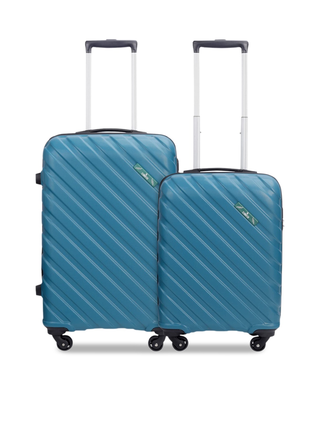 

THE CLOWNFISH Unisex Set Of 2 Textured Hard-Sided Trolley Bags, Teal