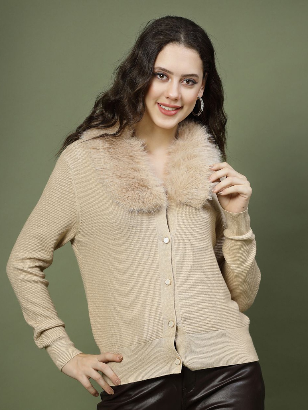 

Mafadeny Women Solid Shirt Collar Top, Off white