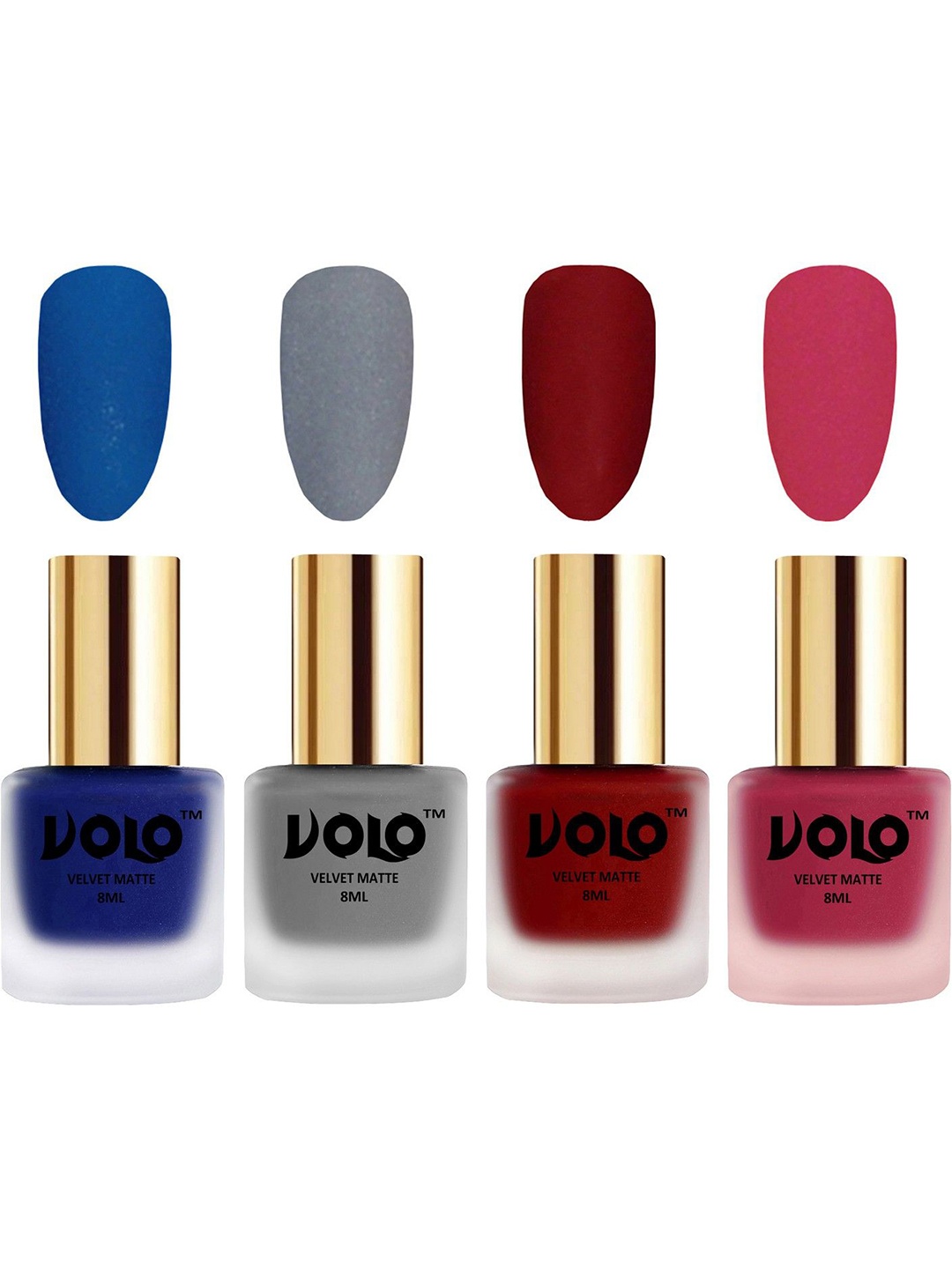 

VOLO Set Of 4 Velvet Matte Nail Polish - 8 ml Each - 19 - 20 - 22 - 43, Multi