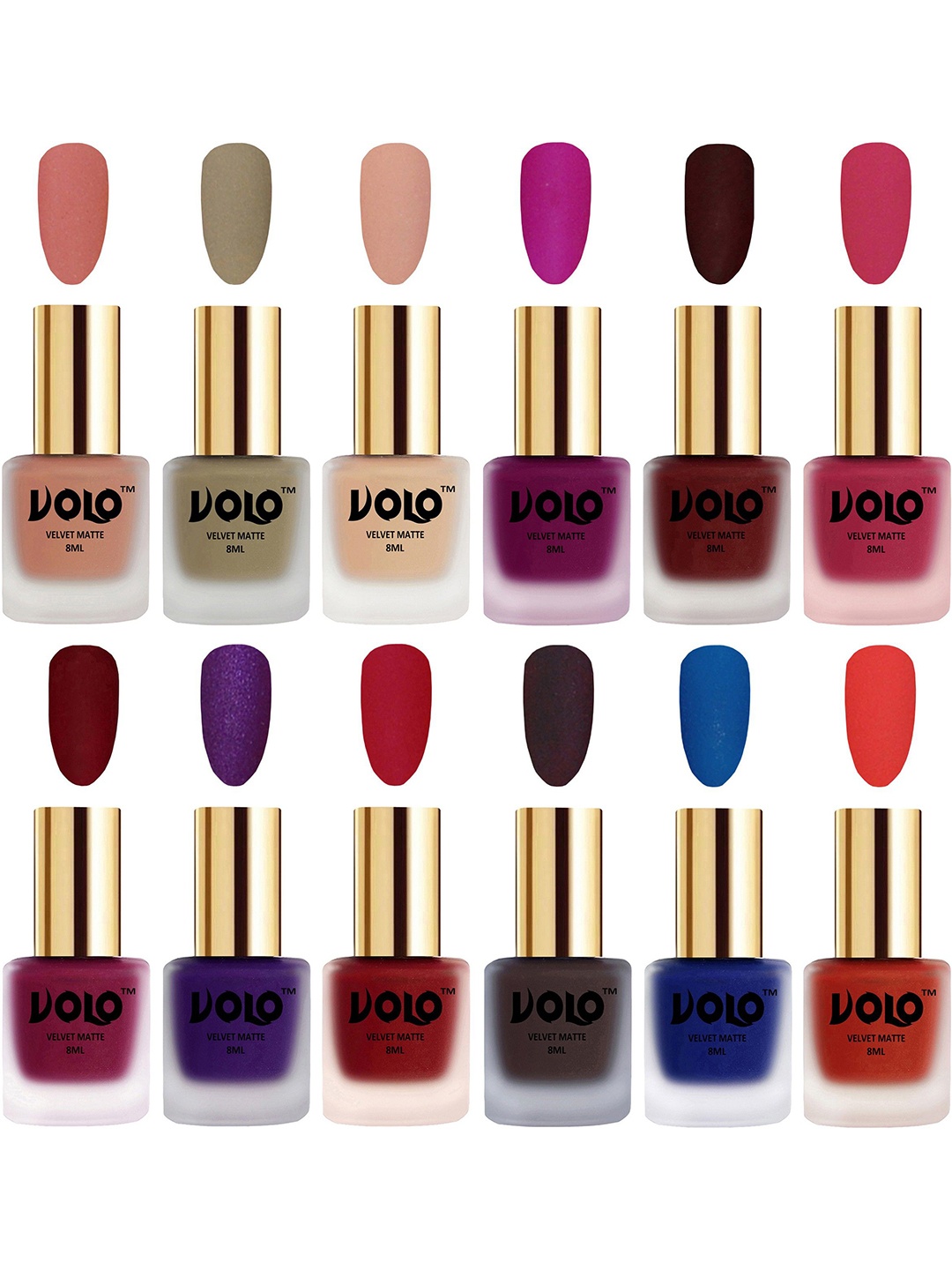 

VOLO Set Of 12 Velvet Matte Nail Polish - 8 ml Each, Nude