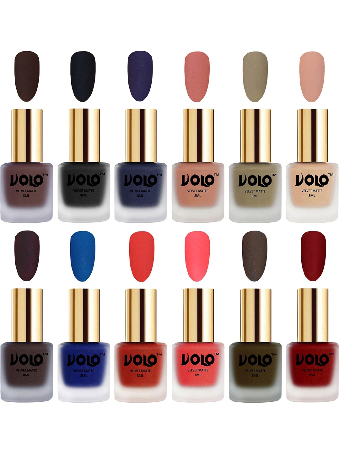 

VOLO Set Of 12 Velvet Matte Nail Polish - 8 ml Each, Coral