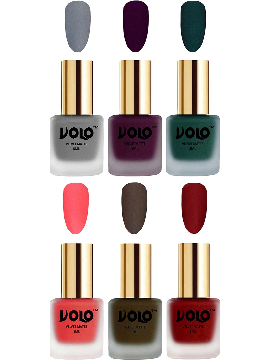 

VOLO Set Of 6 Velvet Matte Nail Polish - 8 ml Each, Burgundy