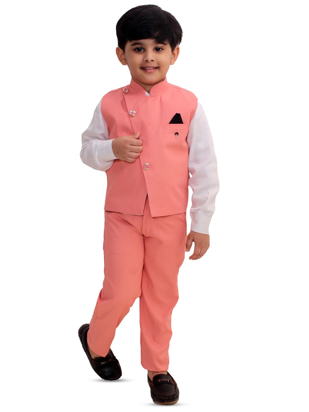 

BAESD Boys 3 Piece Single-Breasted Waistcoat Trouser Shirt Suits, Pink