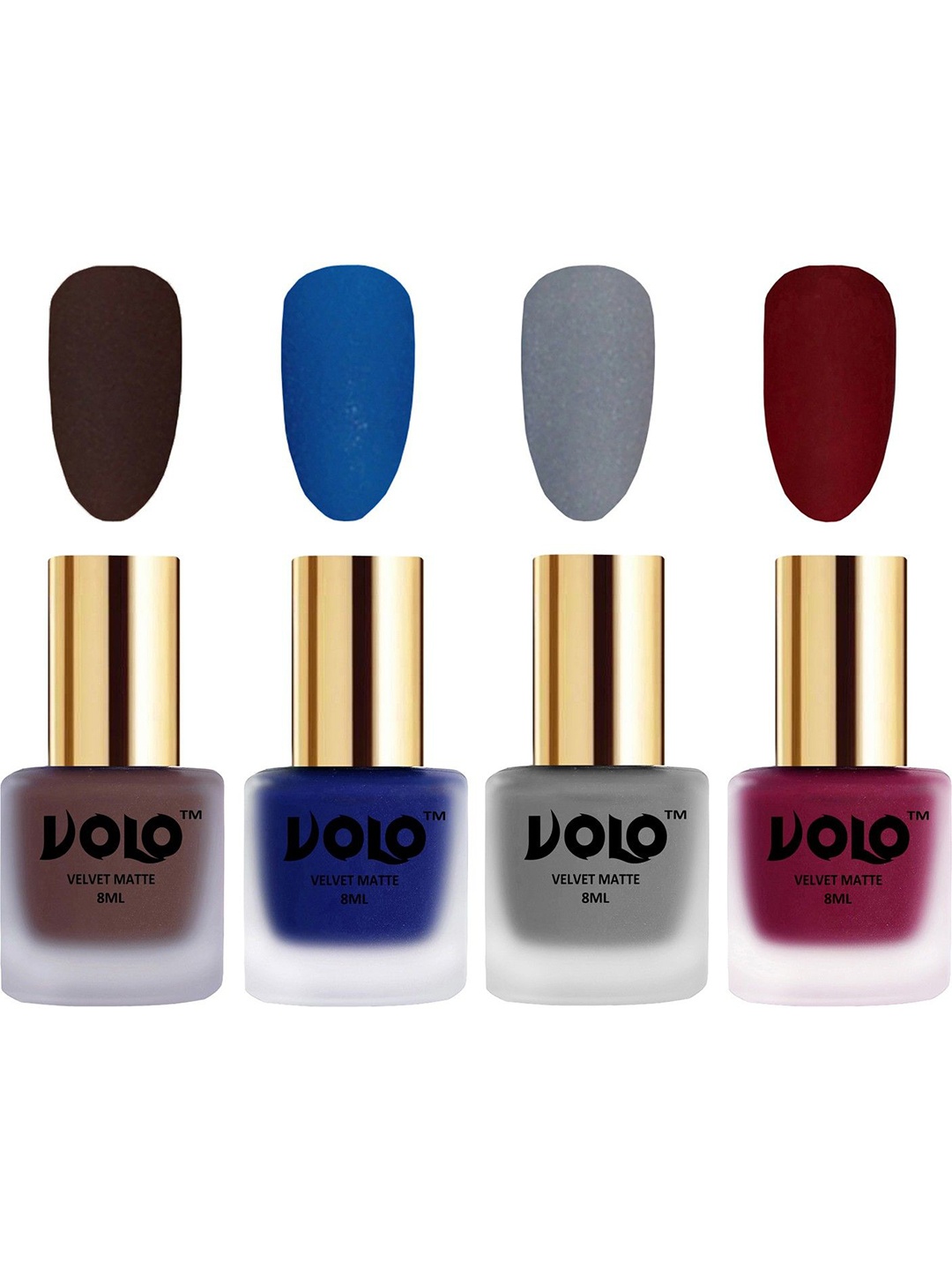 

VOLO Set Of 4 Velvet Matte Nail Polish- 8 ml Each- 2-19-20- 25, Multi