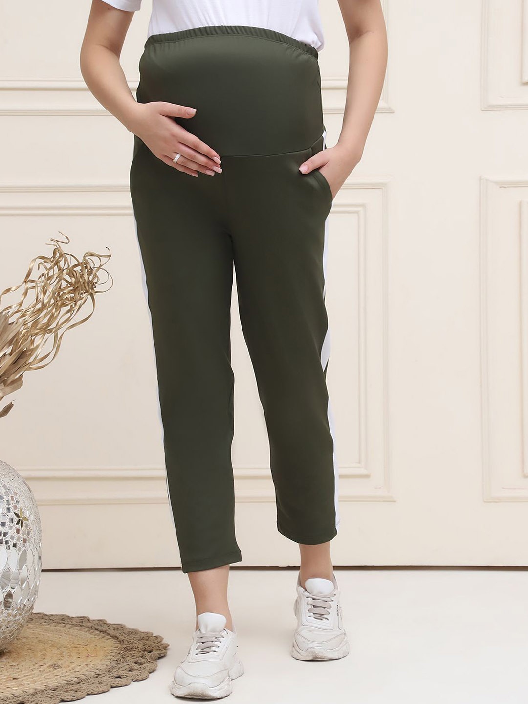 

WELL KEPT Women Maternity Track Pants, Olive