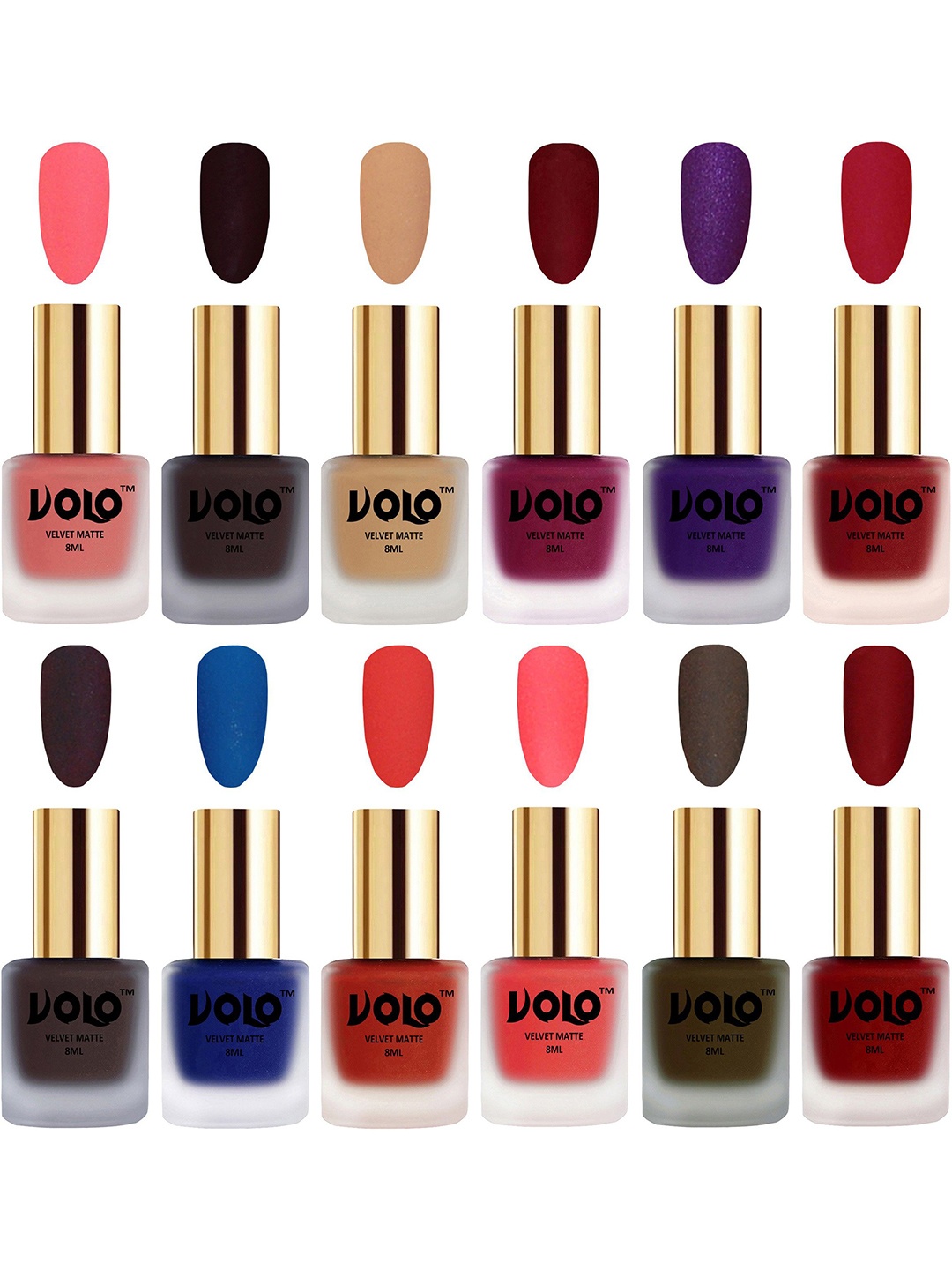 

VOLO Set Of 12 Velvet Matte Nail Polish - 8 ml Each, Burgundy