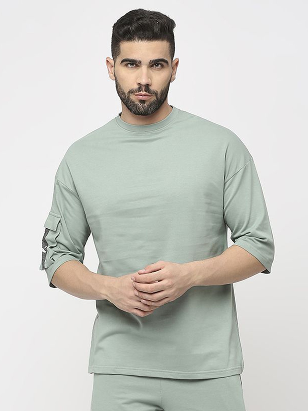 

AMMARZO Round Neck Drop Shoulder T-shirt, Green