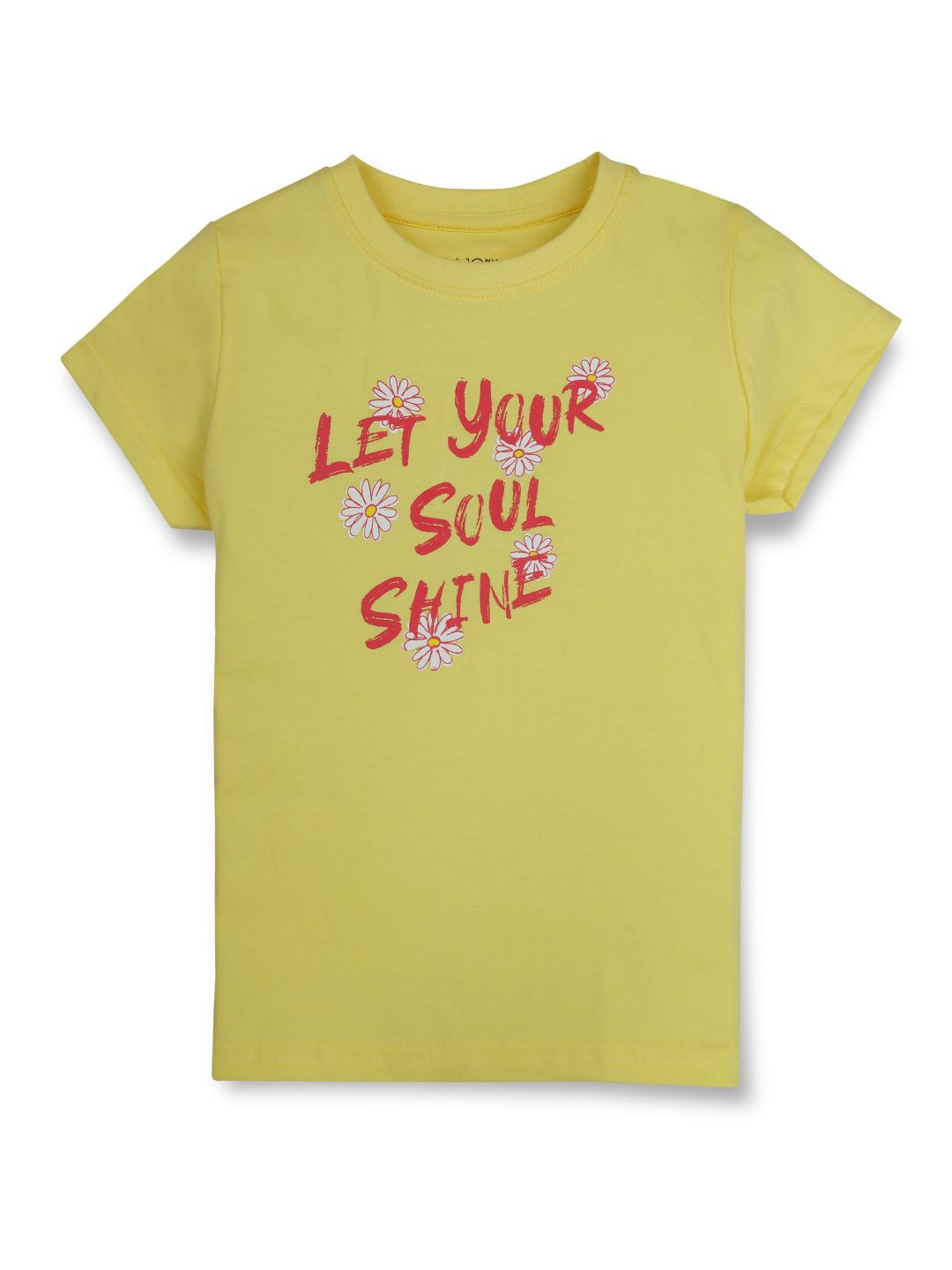 

Gini and Jony Girls Typography Printed Round Neck Cotton T-shirt, Yellow